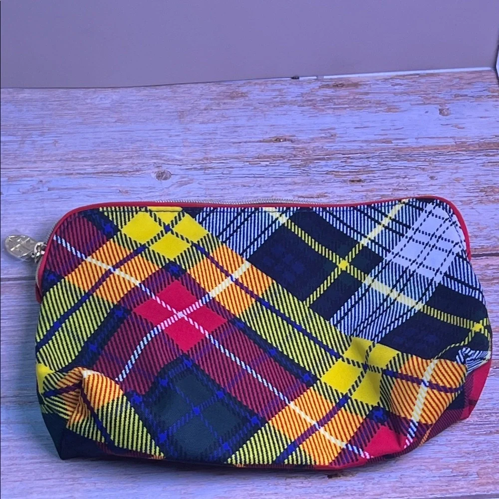Estee Lauder Plaid Toiletry Bag - Red, Black, Yellow, Green- NWOT